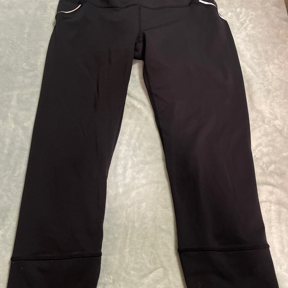 Athleta Black Leggings with Gray Drawcord